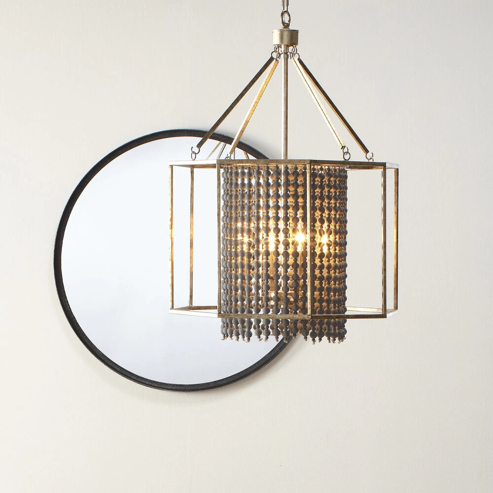 Saturn 4 Light 20 Inch Antique Silver Beaded Chandelier Ceiling Light 2 Saturn 4 Light 20 Inch Antique Silver Beaded Chandelier Ceiling Light - Image 2