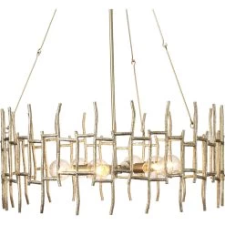 Ulysses 1 Light 32 Inch Champagne Leaf Metal Chandelier Ceiling Light -Jamie Young Store 5ulys chch 1
