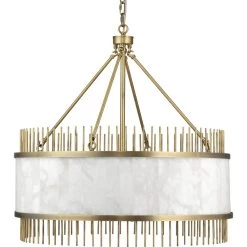 Upsala 8 Light 32 Inch Antique Brass & White Alabaster Chandelier Ceiling Light
