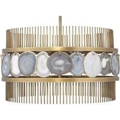 Upsala 8 Light 32 Inch Pale Lavender Agate & Antique Brass Chandelier Ceiling Light