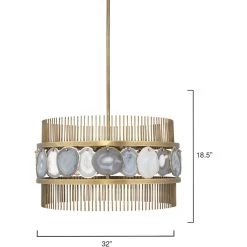 Upsala 8 Light 32 Inch Pale Lavender Agate & Antique Brass Chandelier Ceiling Light -Jamie Young Store 5upsa lvab 5