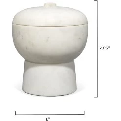 Bennett 7.25 X 6 Inch Storage Bowl With Lid, Large -Jamie Young Store 7benn lgwh 2