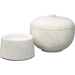 Bennett 7.25 X 6 Inch Storage Bowl With Lid, Large -Jamie Young Store 7benn lgwh 8