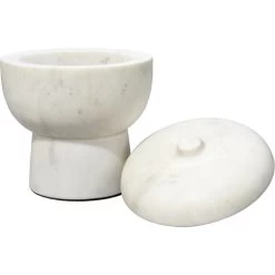 Bennett 7.25 X 6 Inch Storage Bowl With Lid, Large -Jamie Young Store 7benn lgwh 9