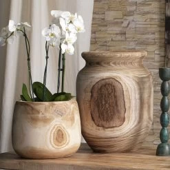 Brea 13.5 X 12 Inch Wooden Vase -Jamie Young Store 7brea vawd 11