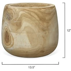 Brea 13.5 X 12 Inch Wooden Vase -Jamie Young Store 7brea vawd 2