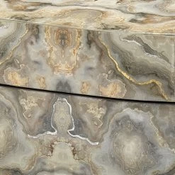 Ink Blot Curved 8 X 8 Inch Grey & Cream Lacquer Box -Jamie Young Store 7ink cubxgr 2