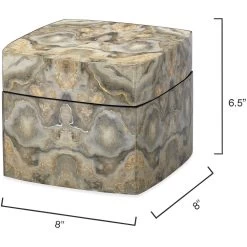 Ink Blot Curved 8 X 8 Inch Grey & Cream Lacquer Box -Jamie Young Store 7ink cubxgr 7