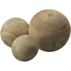 Malibu Natural Wood Wood Balls, Set Of 3