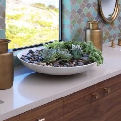 Marble 24 X 4.75 Inch Bowl -Jamie Young Store 7marb xlwh 5