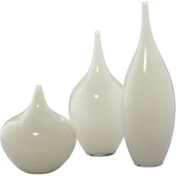 Nymph Decorative 19 X 8 Inch Vases In White Glass, Set Of 3