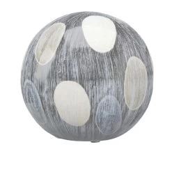 Painted Cream / White And Black Ceramic Sphere