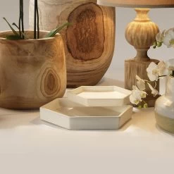 Porto White Ceramic Tray -Jamie Young Store 7port lgwh 2