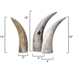 Varigated Horn Swirled Cream And Black And Grey Resin Decorative Objects, Set Of 3 -Jamie Young Store 7vari obgr 2