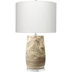 Aldrich 27.5 Inch 100 Watt Light Brown & Off White Reactive Glaze Table Lamp Portable Light
