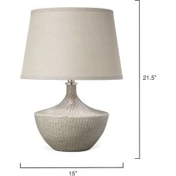 Basketweave 22 Inch 150.00 Watt Off White Table Lamp Portable Light -Jamie Young Store 9baskwhc255m 5