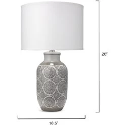 Beatrice 28 Inch 150.00 Watt Grey Patterned Ceramic Table Lamp Portable Light -Jamie Young Store 9beatgrd131c 5
