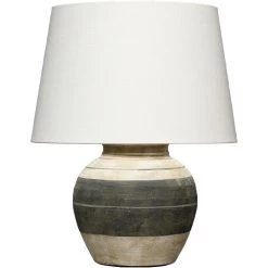 Bernard 20 Inch 150 Watt Beige And Dark Grey Table Lamp Portable Light