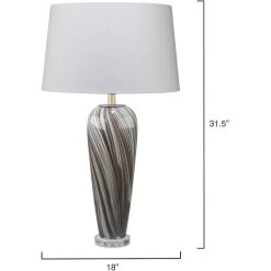 Bridgette 31 Inch 150.00 Watt Grey And Black Swirl Glass Table Lamp Portable Light -Jamie Young Store 9bridtlgr 5