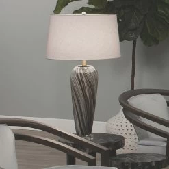 Bridgette 31 Inch 150.00 Watt Grey And Black Swirl Glass Table Lamp Portable Light -Jamie Young Store 9bridtlgr 8