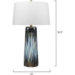 Brushstroke 31 Inch 100.00 Watt Aqua / Dark Blue / Metallic Ombre Reactive Glaze Table Lamp Portable Light -Jamie Young Store 9brushaqbl 5
