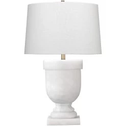 Carnegie 35 Inch 60.00 Watt White Faux Alabaster Table Lamp Portable Light
