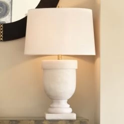 Carnegie 35 Inch 60.00 Watt White Faux Alabaster Table Lamp Portable Light -Jamie Young Store 9carnegiewh 17