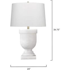 Carnegie 35 Inch 60.00 Watt White Faux Alabaster Table Lamp Portable Light -Jamie Young Store 9carnegiewh 5