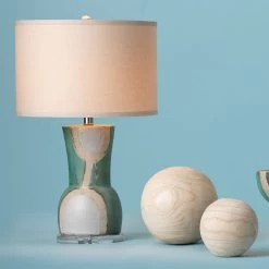 Estel 24 Inch 150.00 Watt Aqua / White / Natural Table Lamp Portable Light -Jamie Young Store 9esteltlaq 2