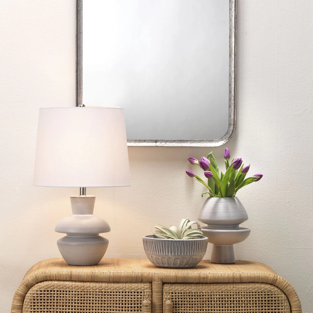 Foundation 22 Inch 100.00 Watt Matte Frosted Grey Ceramic Table Lamp Portable Light 2 Foundation 22 Inch 100.00 Watt Matte Frosted Grey Ceramic Table Lamp Portable Light - Image 2