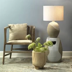 Hillside 27 Inch 150.00 Watt White & Natural Ceramic Table Lamp Portable Light -Jamie Young Store 9hillsidewh 3