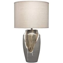 Landslide 32 Inch 150.00 Watt Matte Grey W/ Beige & White Drip Table Lamp Portable Light