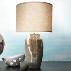 Landslide 32 Inch 150.00 Watt Matte Grey W/ Beige & White Drip Table Lamp Portable Light -Jamie Young Store 9landtlgrey 2