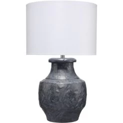 Masonry 27.5 Inch 150.00 Watt Textured Charcoal Plaster Table Lamp Portable Light