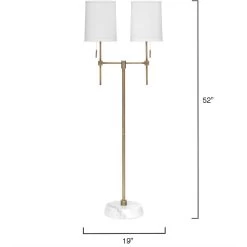 Minerva 52 Inch 40.00 Watt Antique Brass & White Marble Twin Shade Floor Lamp Portable Light -Jamie Young Store 9mine flab 5