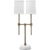 Minerva 10 Inch 25.00 Watt Antique Brass & White Twin Shade Console Lamp Portable Light