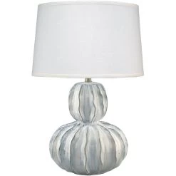 Oceane Gourd 27 Inch 150.00 Watt White Ceramic Table Lamp Portable Light