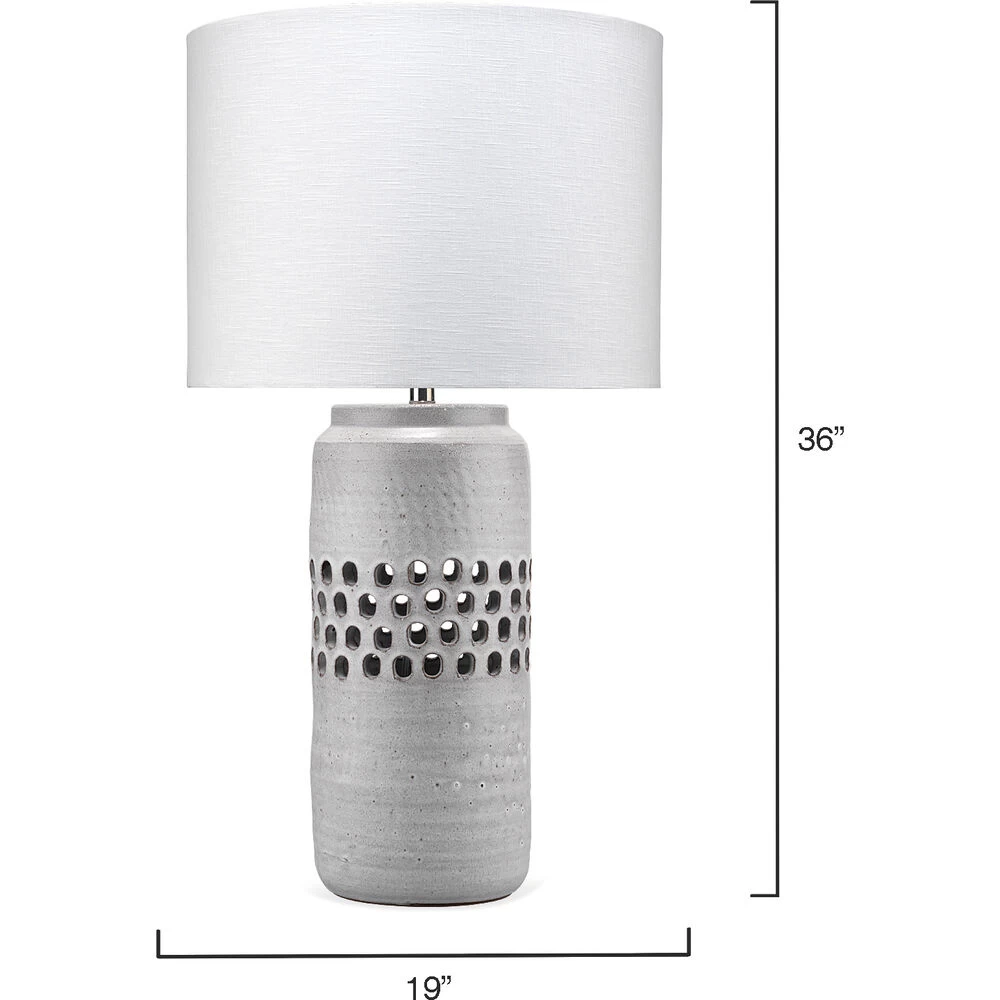 Perforated 36 Inch 150.00 Watt Matte Frosted Grey Table Lamp Portable Light 2 Perforated 36 Inch 150.00 Watt Matte Frosted Grey Table Lamp Portable Light - Image 2