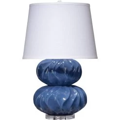 Pricilla 25 Inch 150.00 Watt Navy Blue Double Gourd Table Lamp Portable Light