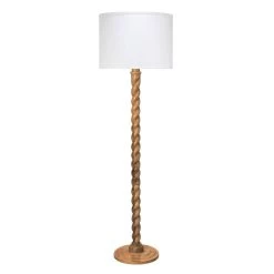 65" Brown Mango Wood Barley Twist Art Deco Floor Lamp
