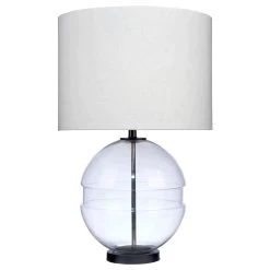 Antique Black & Clear Glass Satellite Table Lamp