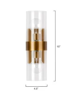 Antique Brass And Clear Glass Chatham Wall Sconce -Jamie Young Store loomlan antique brass and clear glass chatham wall sconce jamie young wall sconces 7