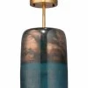Antique Brass Aqua Metallic Glass Vapor Semi-Flush Mount