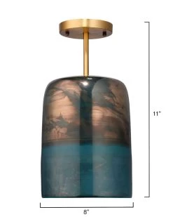 Antique Brass Aqua Metallic Glass Vapor Semi-Flush Mount -Jamie Young Store loomlan antique brass aqua metallic glass vapor semi flush mount jamie young flush mounts 5 33038013726933