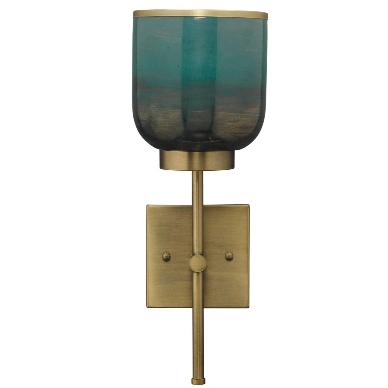 Antique Brass Aqua Metallic Glass Vapor Single Sconce 1 Antique Brass Aqua Metallic Glass Vapor Single Sconce