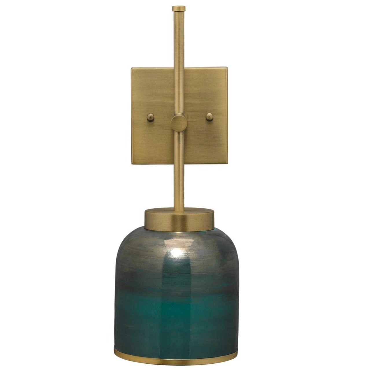 Antique Brass Aqua Metallic Glass Vapor Single Sconce 2 Antique Brass Aqua Metallic Glass Vapor Single Sconce - Image 2