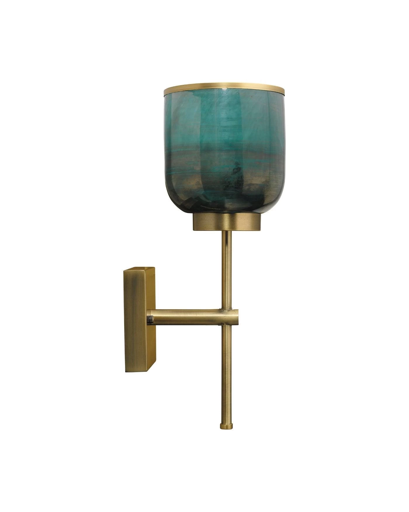 Antique Brass Aqua Metallic Glass Vapor Single Sconce 6 Antique Brass Aqua Metallic Glass Vapor Single Sconce - Image 6