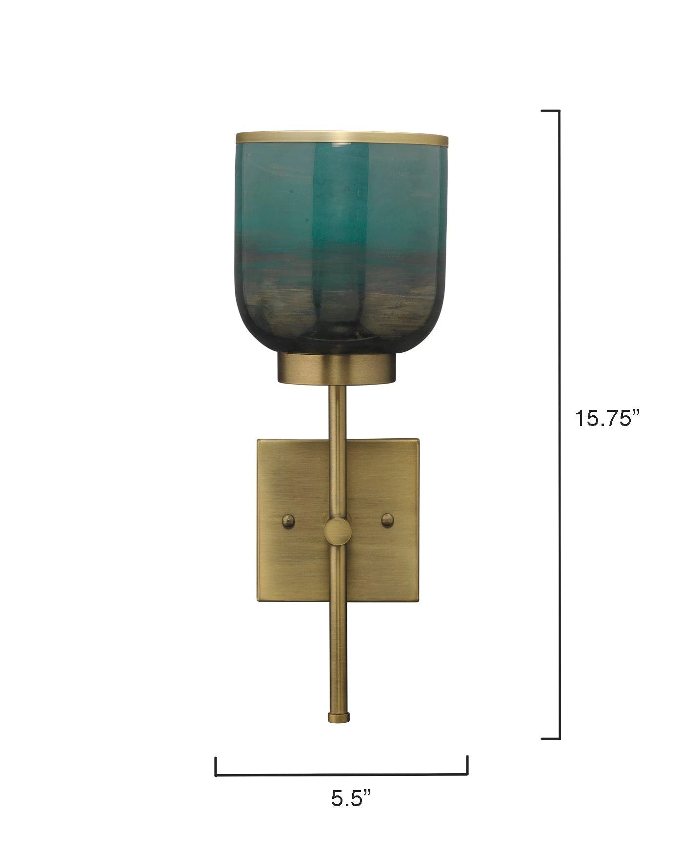 Antique Brass Aqua Metallic Glass Vapor Single Sconce 7 Antique Brass Aqua Metallic Glass Vapor Single Sconce - Image 7