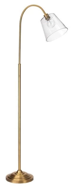 Antique Brass Clear Glass Modern 69" Swan Floor Lamp