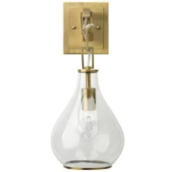 Antique Brass Clear Glass Tear Drop Hanging Wall Sconce -Jamie Young Store loomlan antique brass clear glass tear drop hanging wall sconce jamie young wall sconces 3 33037948616917
